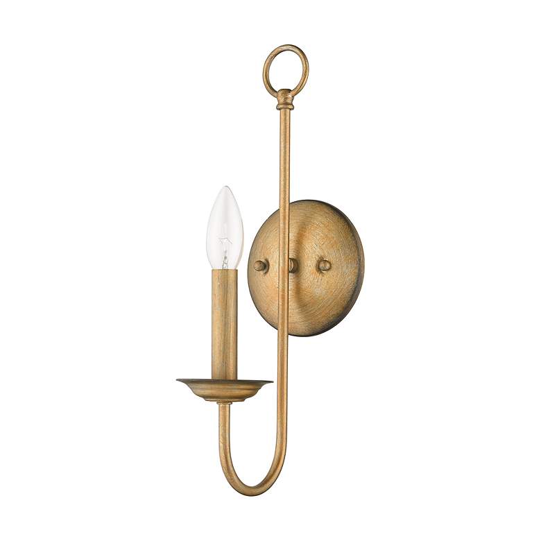 Image 3 1 Light Antique Gold Leaf Single Sconce more views