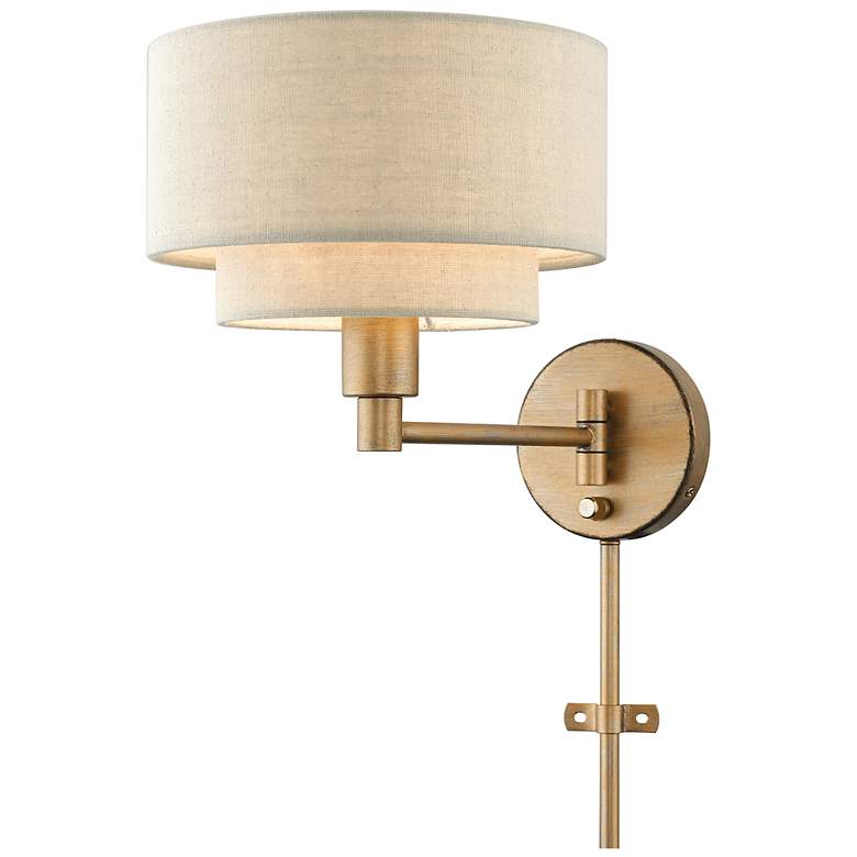 Image 2 1 Light Antique Gold Leaf Swing Arm Wall Lamp