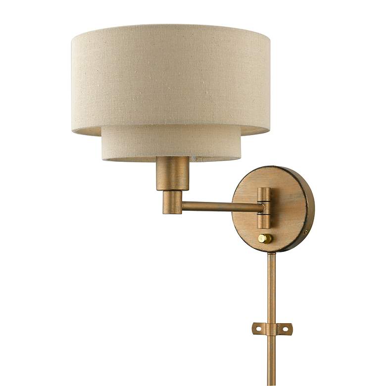 Image 4 1 Light Antique Gold Leaf Swing Arm Wall Lamp more views
