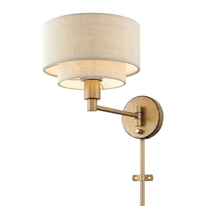 Image 5 1 Light Antique Gold Leaf Swing Arm Wall Lamp more views
