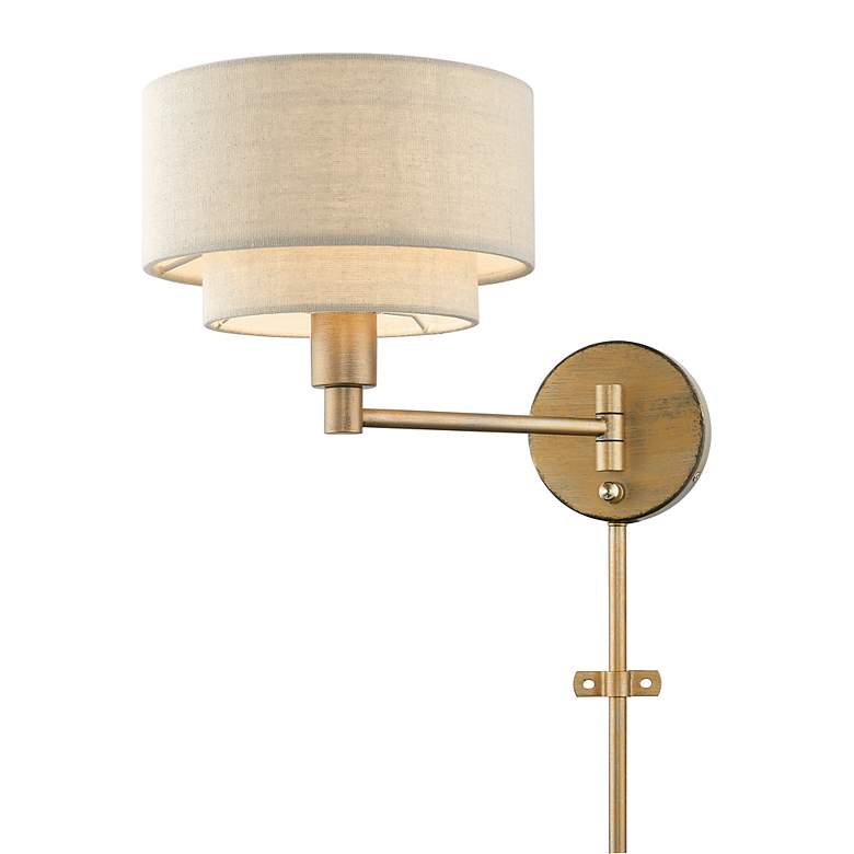 Image 6 1 Light Antique Gold Leaf Swing Arm Wall Lamp more views