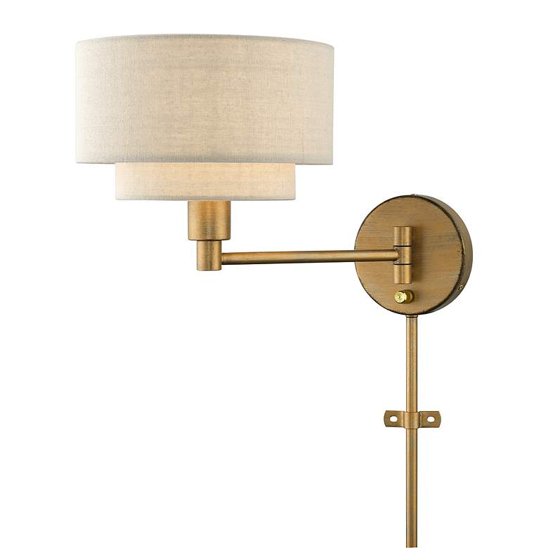 Image 7 1 Light Antique Gold Leaf Swing Arm Wall Lamp more views
