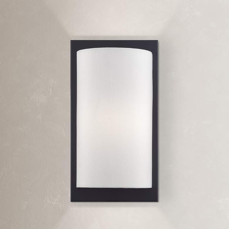 Image 1 1 Light Black ADA Sconce with Off-White Fabric Shade