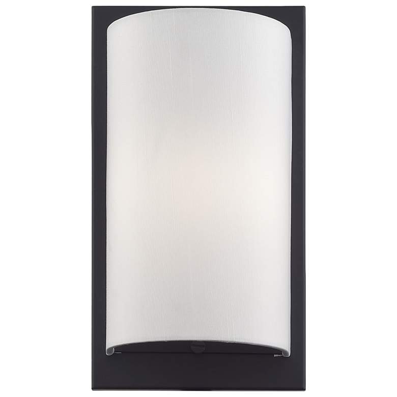 Image 3 1 Light Black ADA Sconce with Off-White Fabric Shade more views