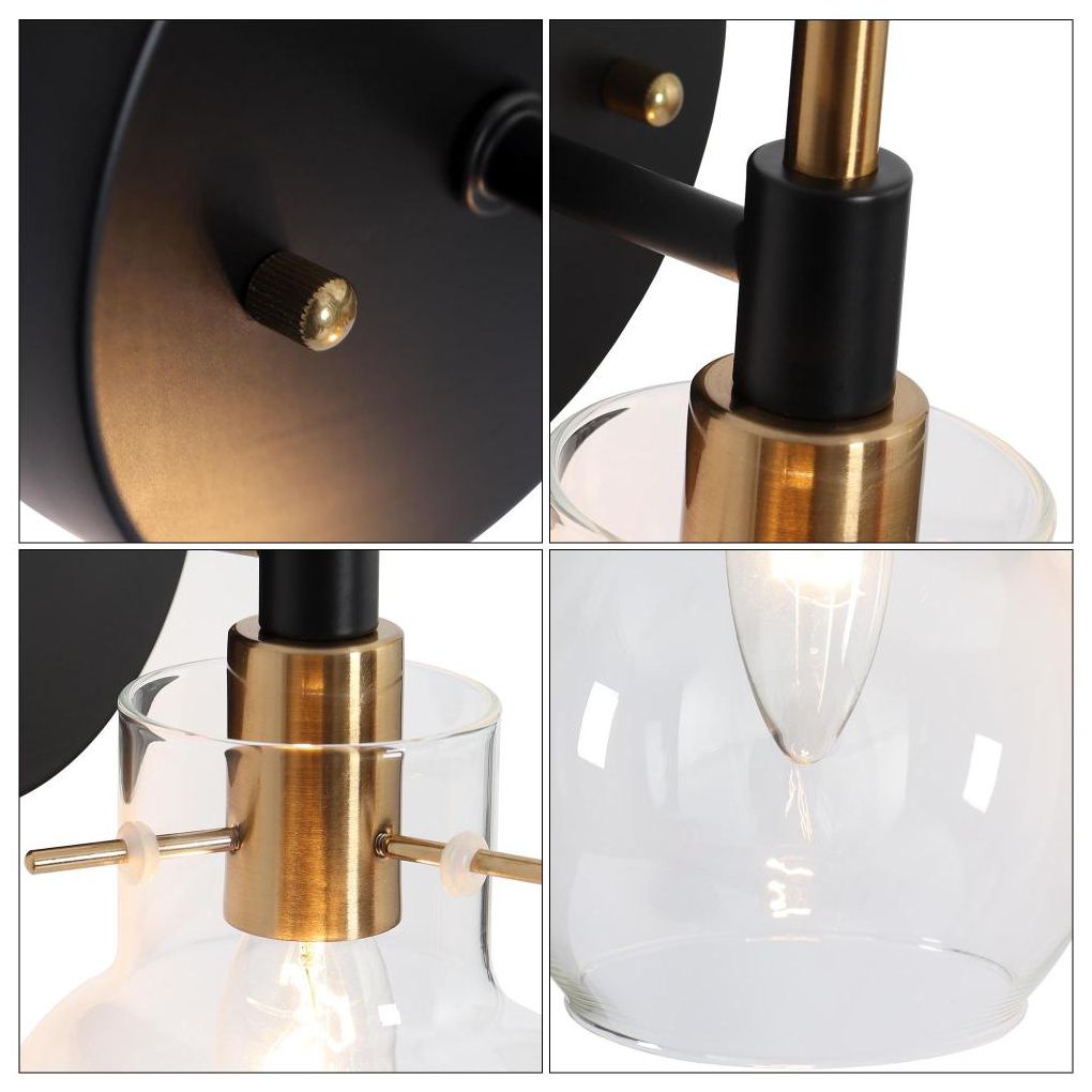 Image 3 1-Light Black and Brass Bathroom Vanity Light more views