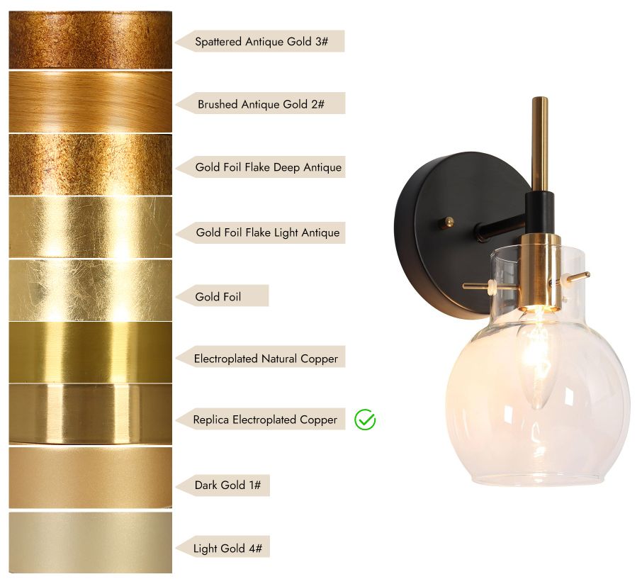 Image 4 1-Light Black and Brass Bathroom Vanity Light more views