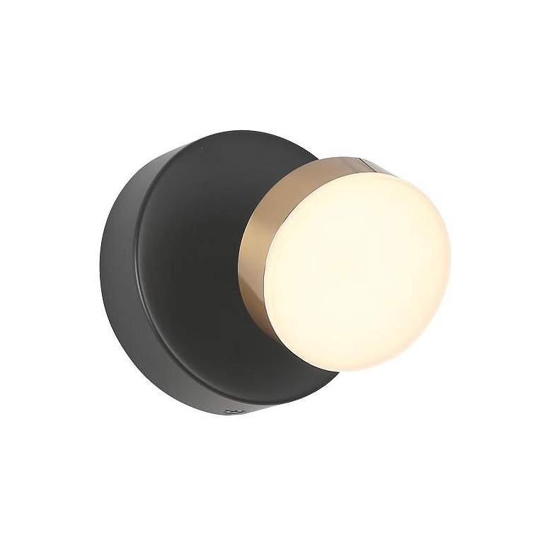 Image 1 1-Light Black and Brass Integrated LED Vanity Light