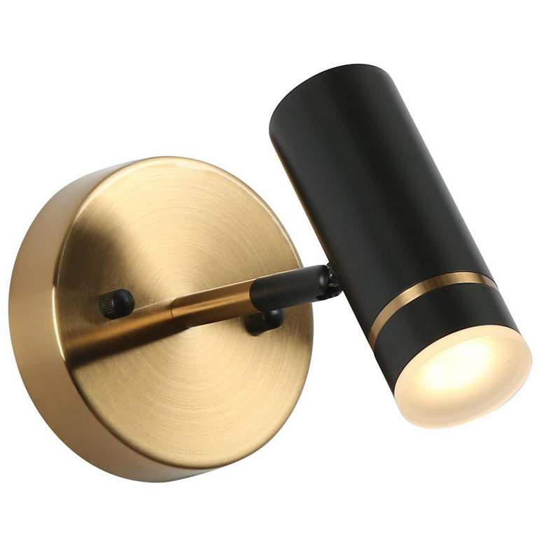 Image 1 1-Light Black and Brass Plated Adjustable Vanity Light