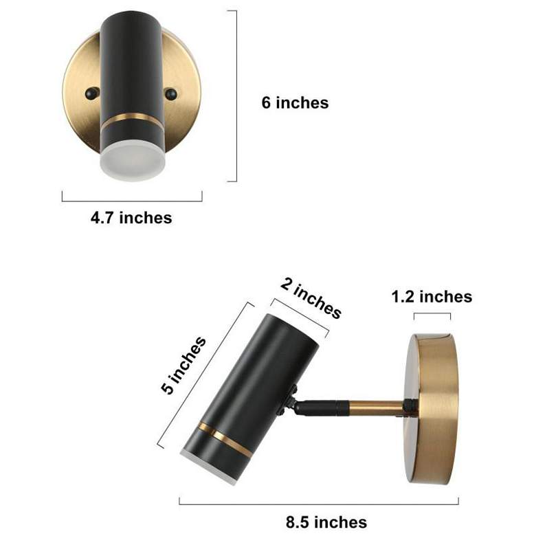 Image 2 1-Light Black and Brass Plated Adjustable Vanity Light more views