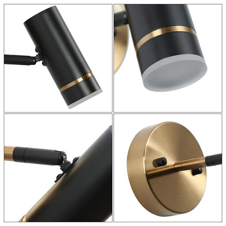 Image 3 1-Light Black and Brass Plated Adjustable Vanity Light more views
