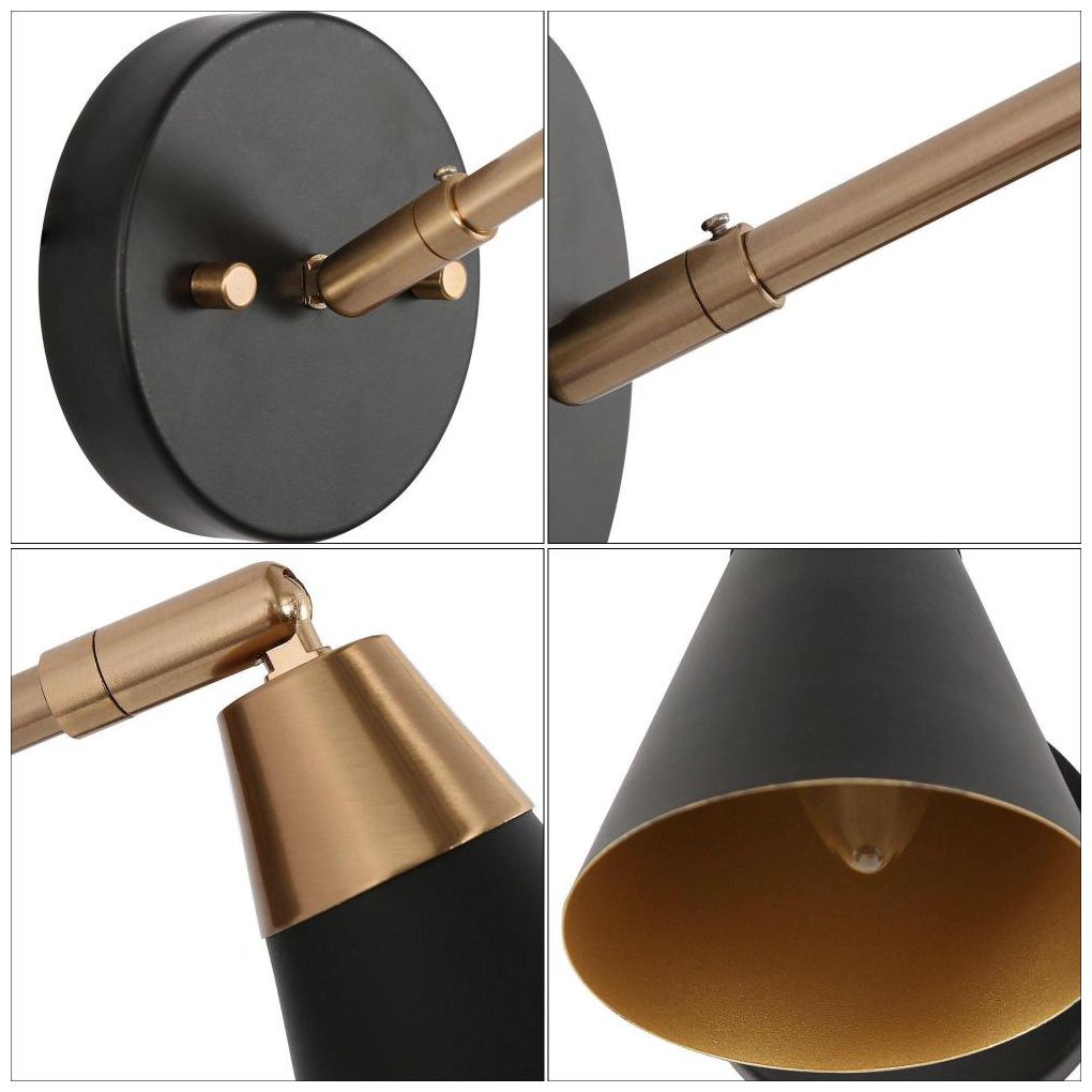 Image 4 1-Light Black and Brass Wall Sconce more views