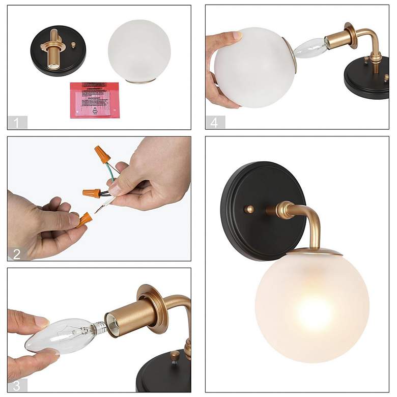 Image 6 1-Light Black and Gold Bath Light more views