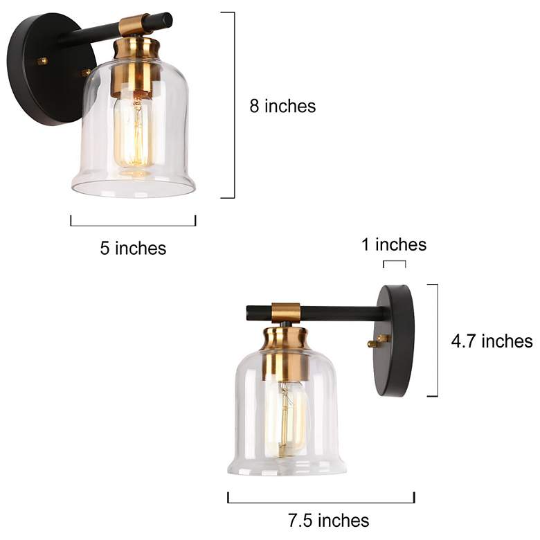 Image 2 1-Light Black and Gold Bath Light more views