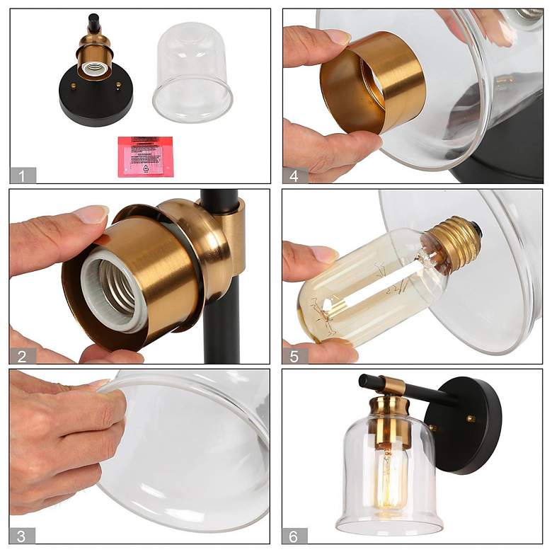 Image 6 1-Light Black and Gold Bath Light more views