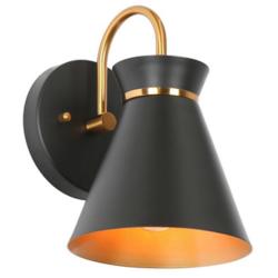 1-Light Black and Polished Brass Indoor Wall Sconce