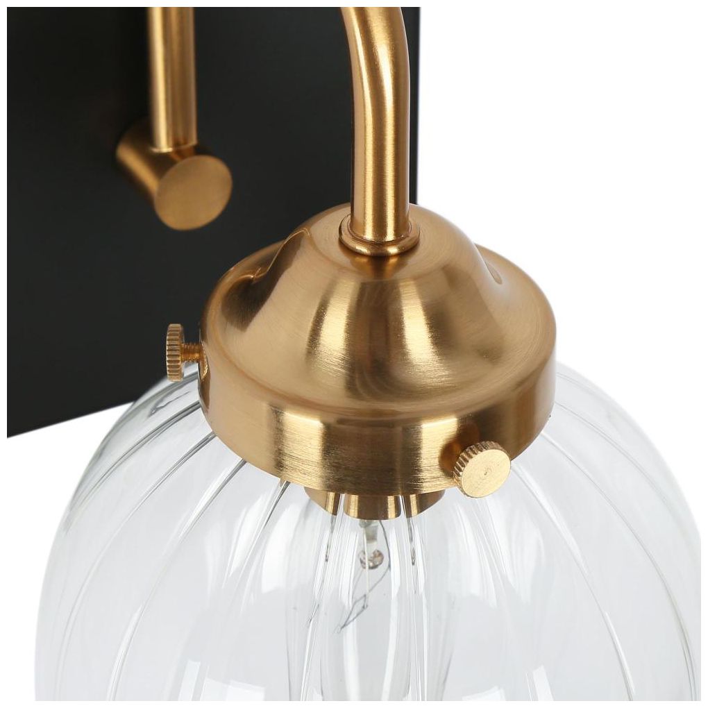 Image 3 1-Light Black Bathroom Vanity Light with Globe Clear Glass more views