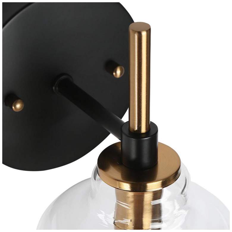 Image 4 1-Light Black Bathroom Wall Sconce with Bell Clear Glass more views