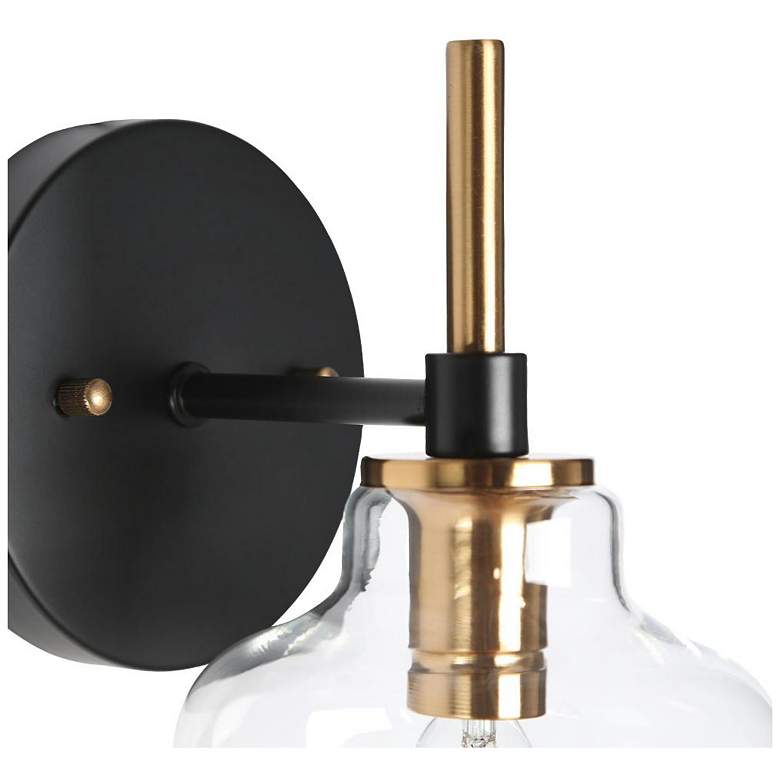 Image 5 1-Light Black Bathroom Wall Sconce with Bell Clear Glass more views