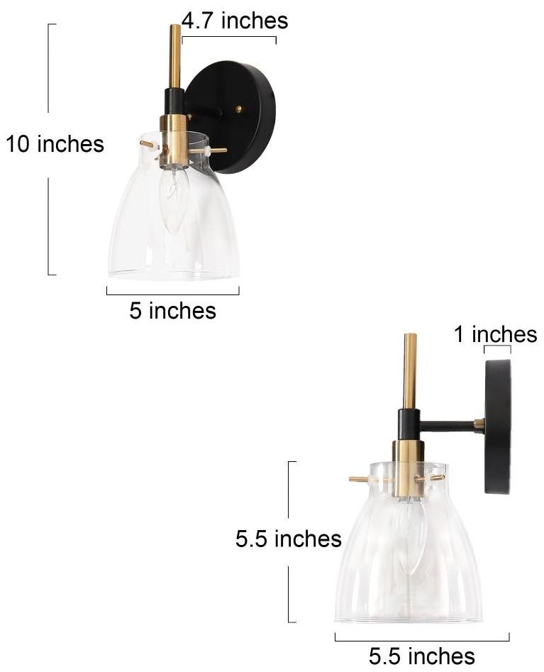 Image 2 1-Light Black Brass Wall Lighting more views