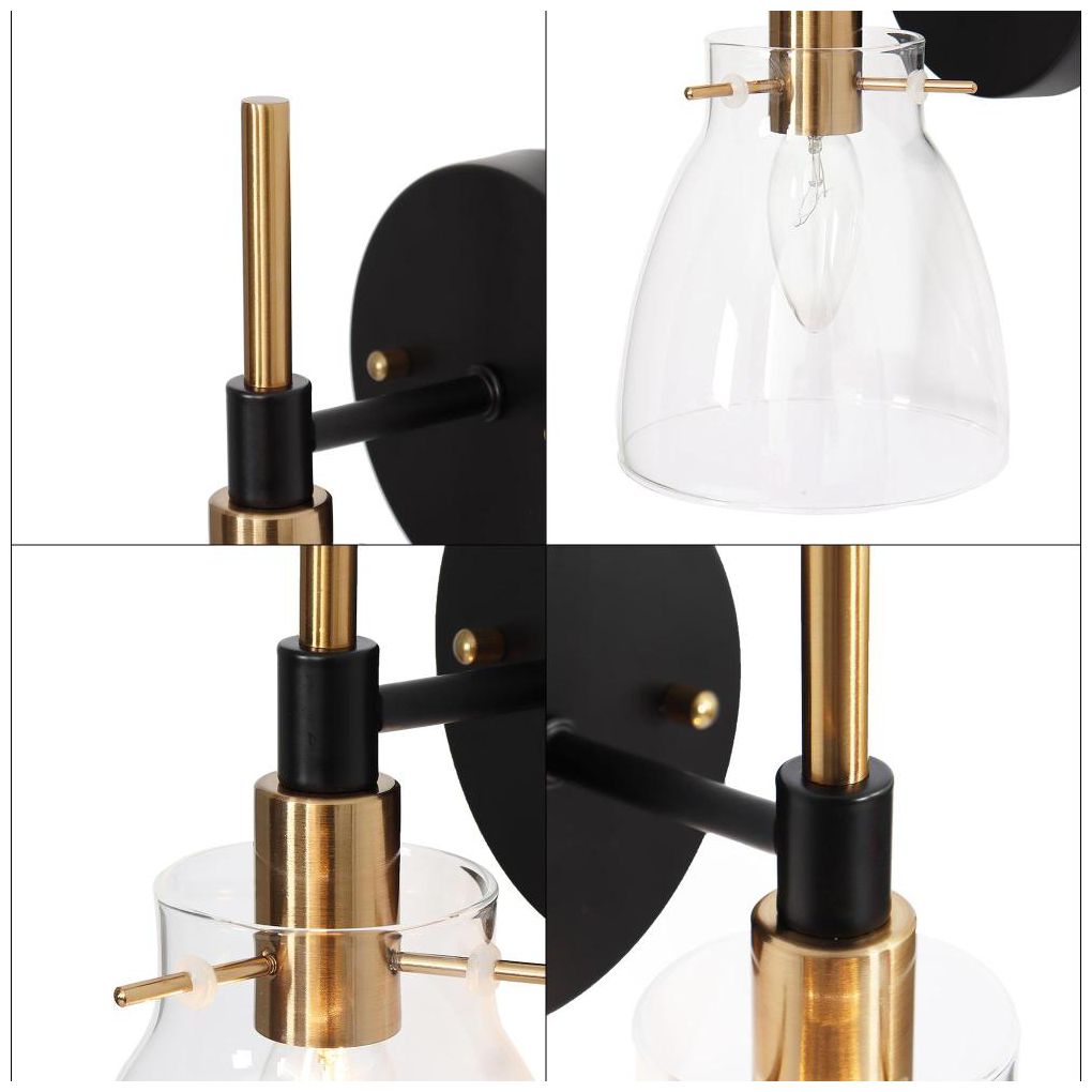 Image 3 1-Light Black Brass Wall Lighting more views