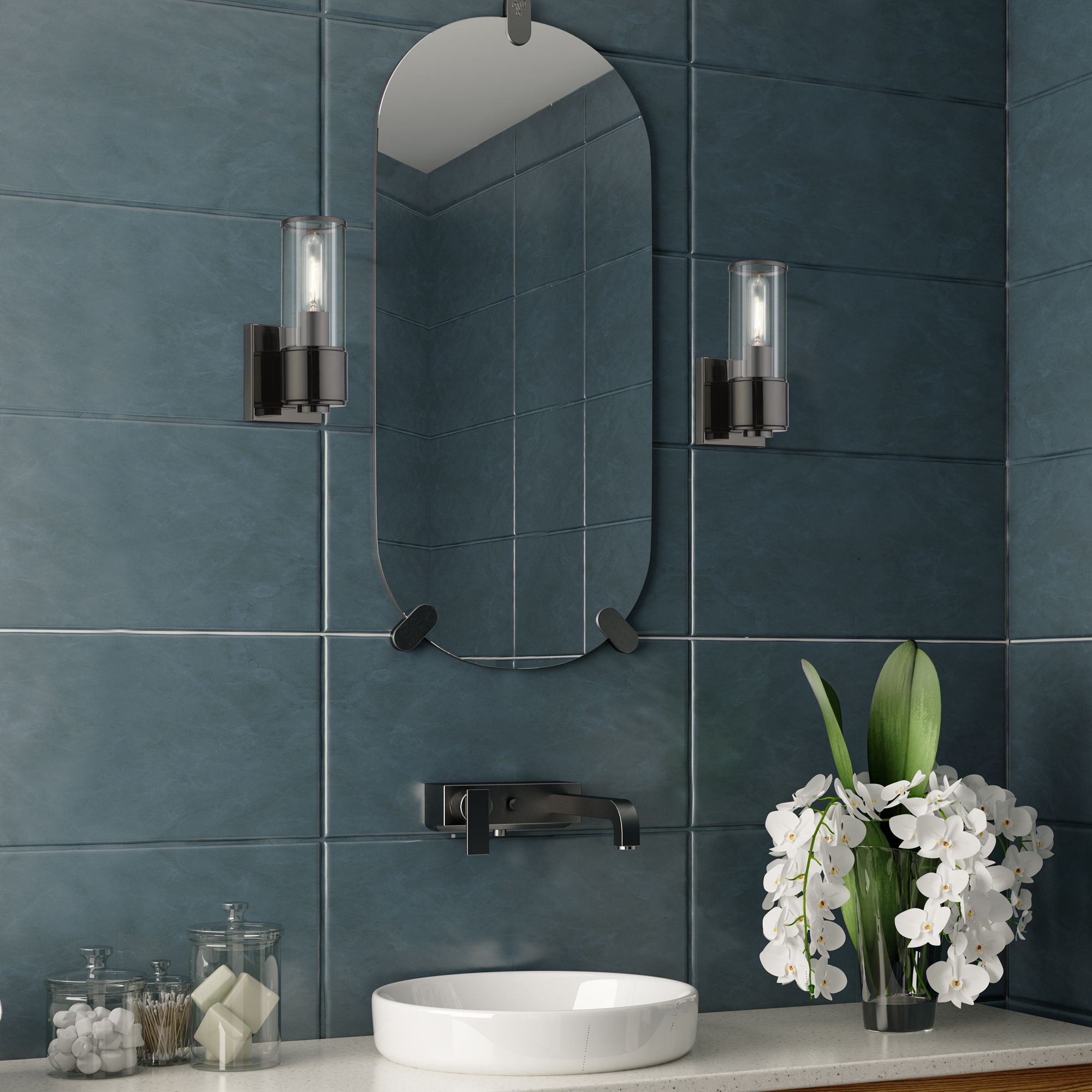 1 Light Black Chrome ADA Sconce