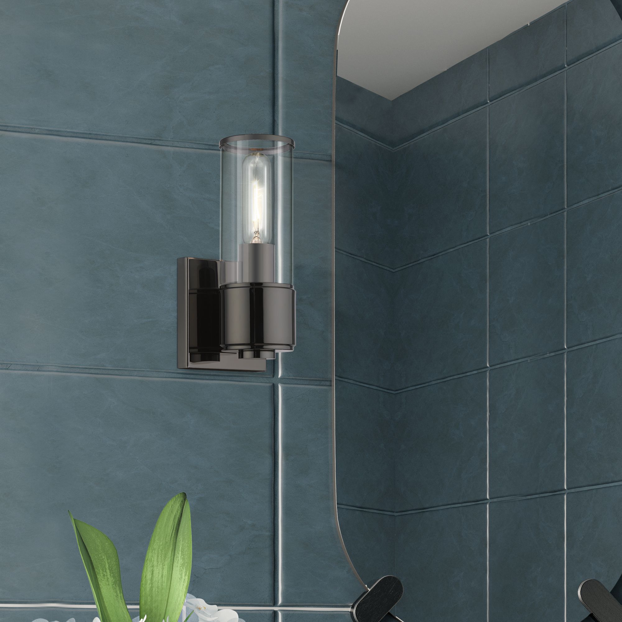 1 Light Black Chrome ADA Sconce