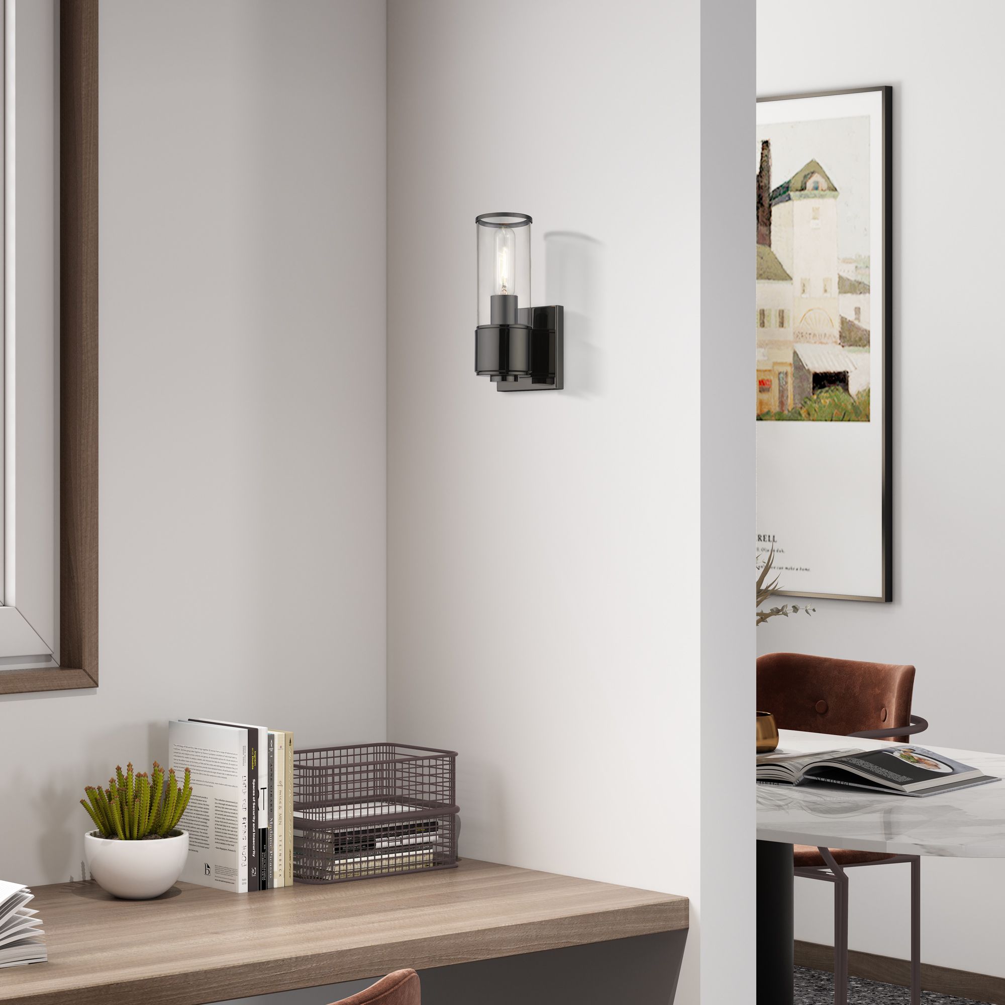 1 Light Black Chrome ADA Sconce