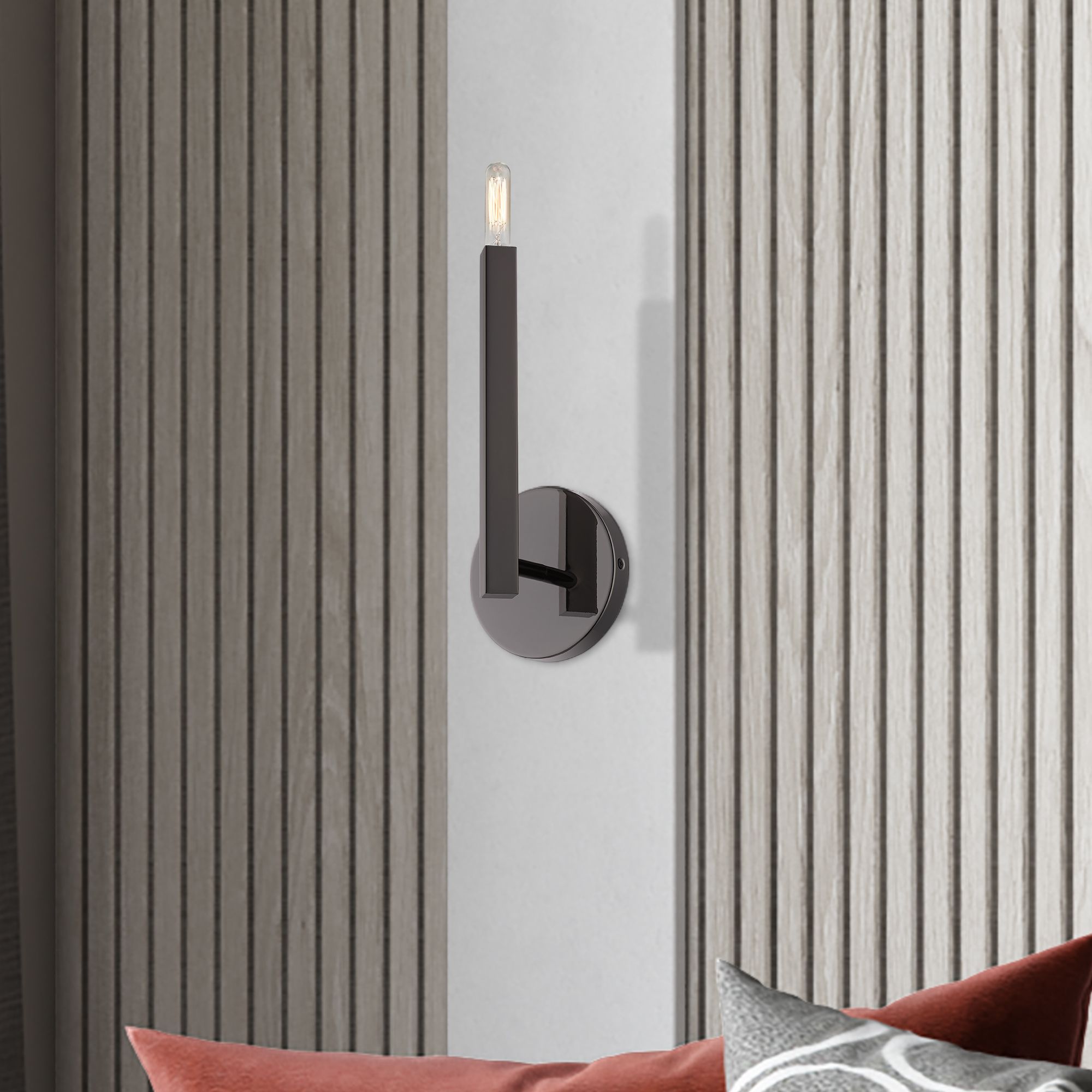 1 Light Black Chrome ADA Sconce