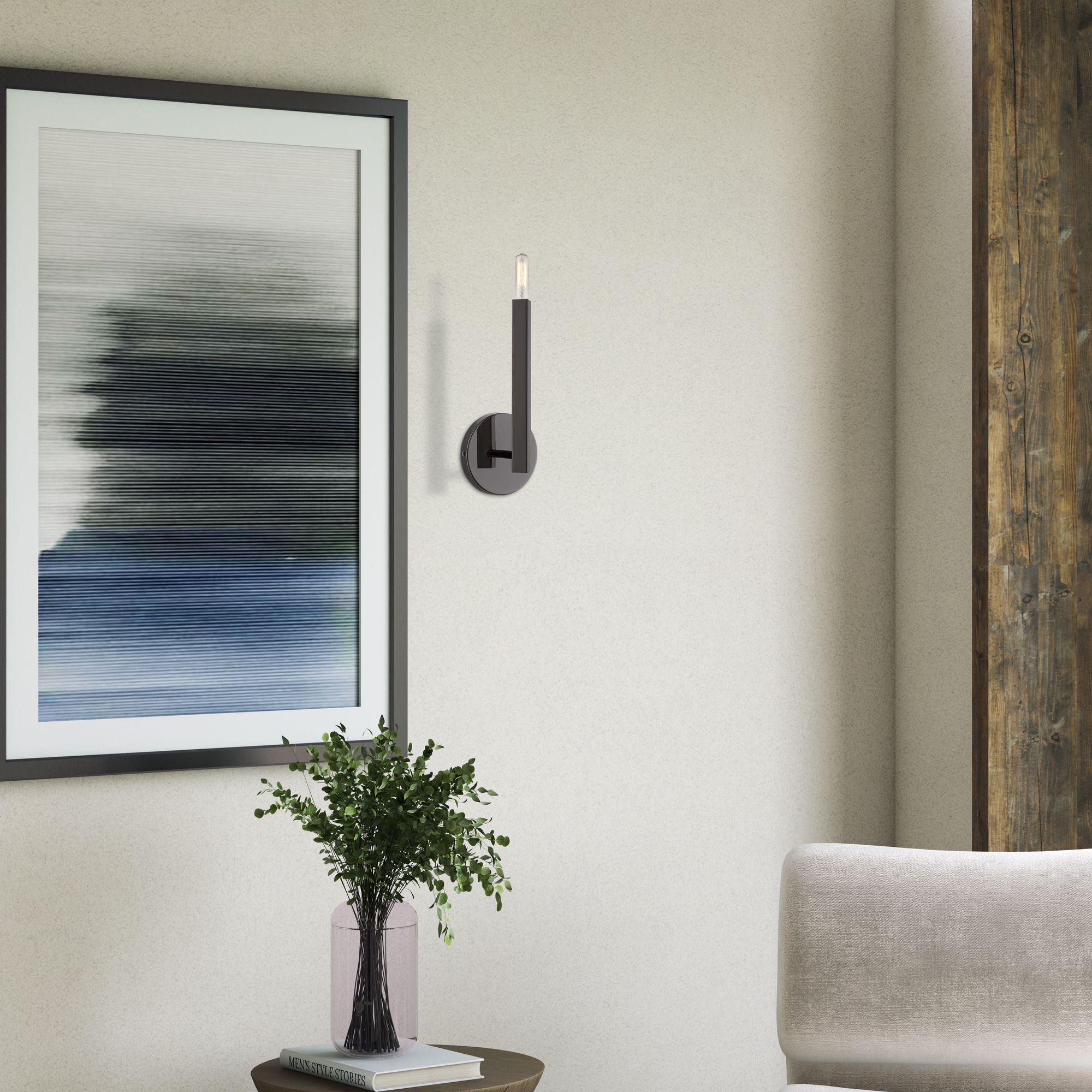 1 Light Black Chrome ADA Sconce