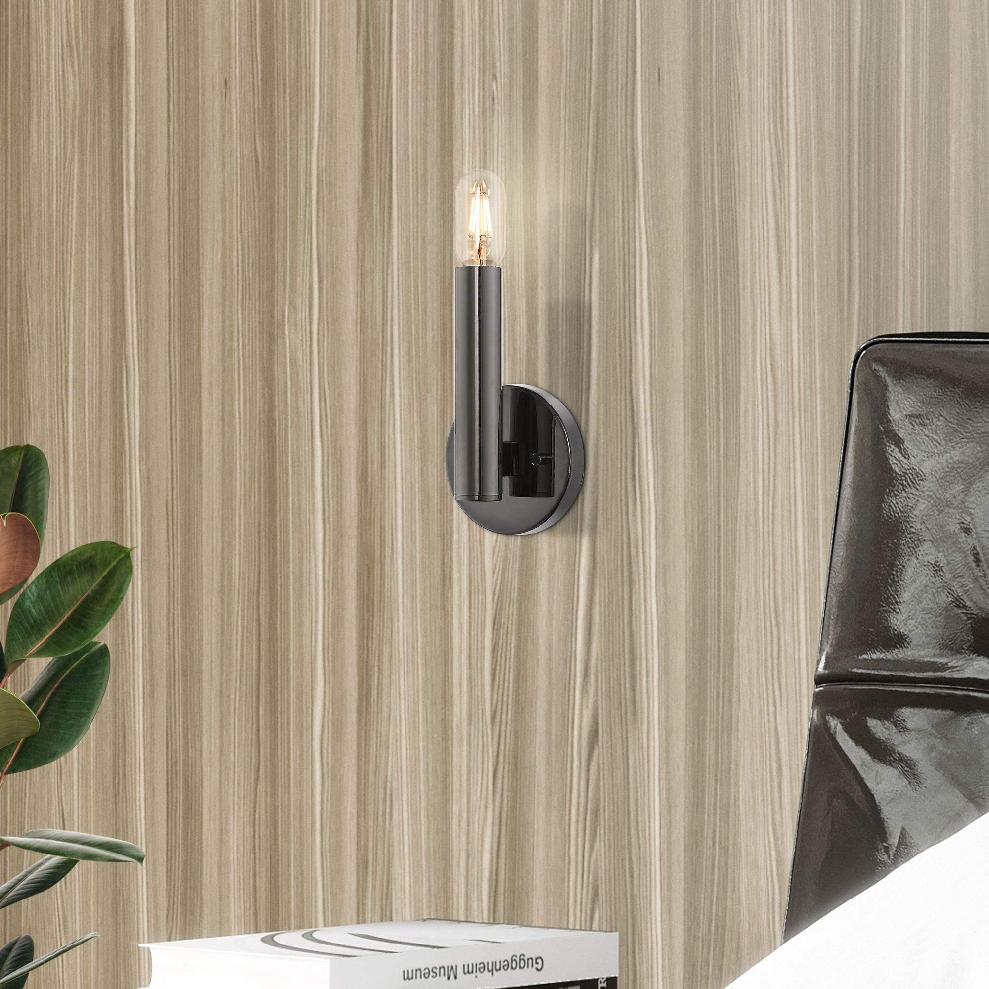 1 Light Black Chrome ADA Sconce
