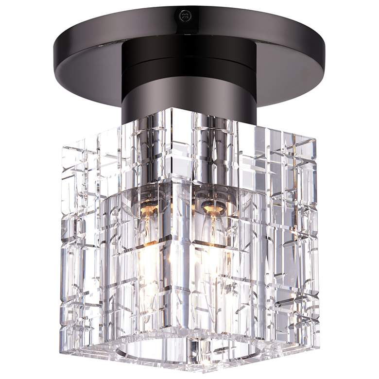 Image 1 1 Light Black Chrome Crystal Semi-Flush