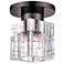 1 Light Black Chrome Crystal Semi-Flush