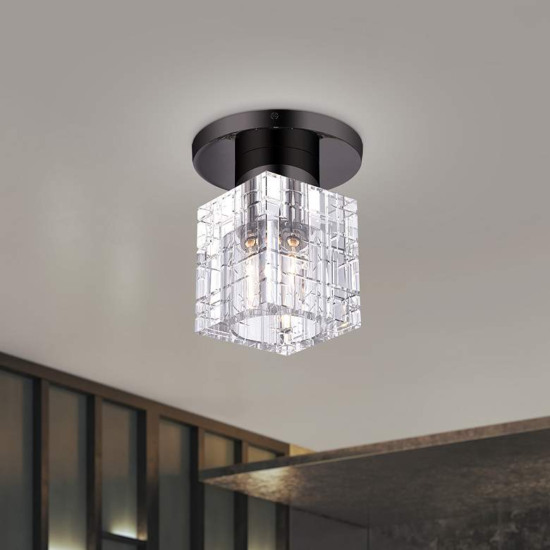 Image 1 1 Light Black Chrome Crystal Semi-Flush