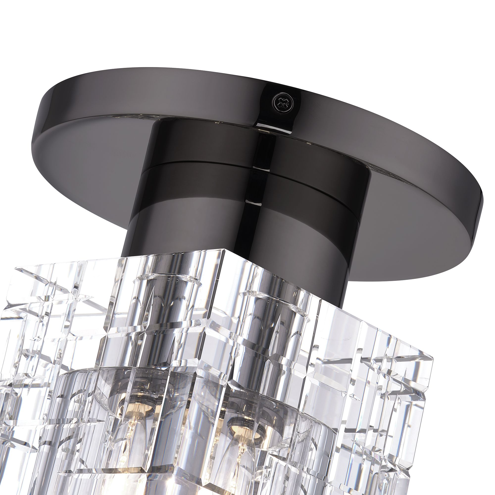 1 Light Black Chrome Crystal Semi-Flush
