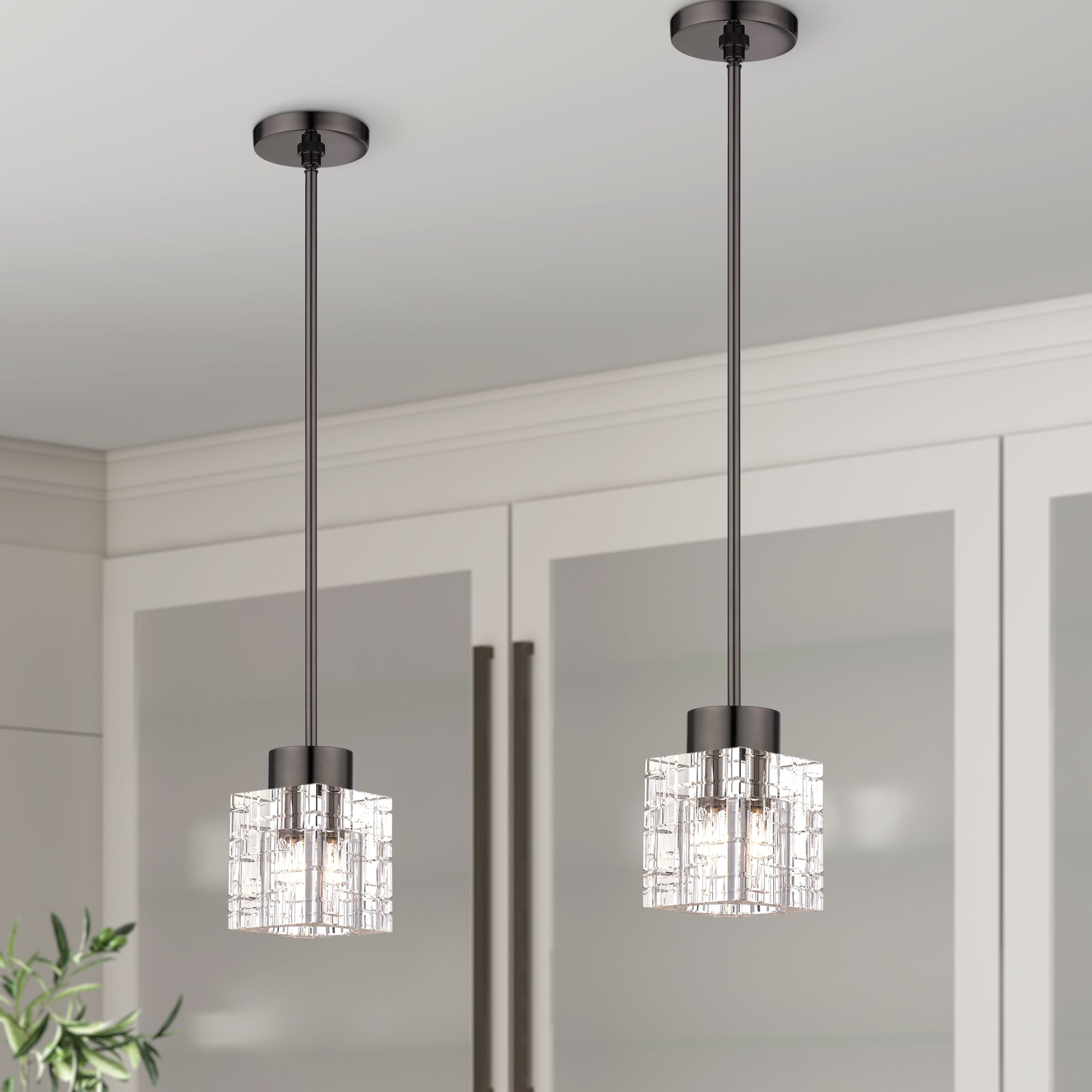 1 Light Black Chrome Crystal Single Pendant