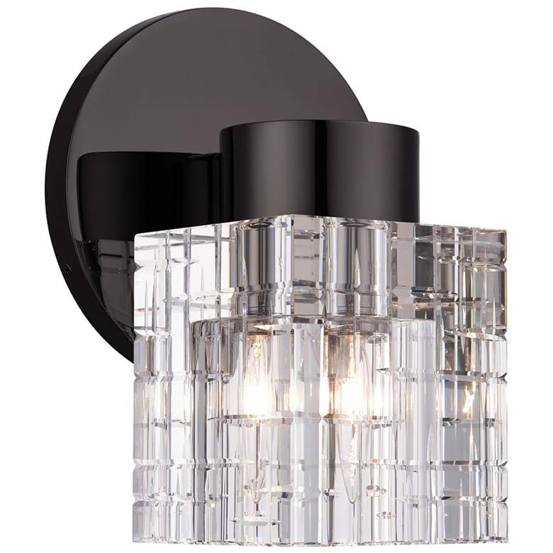 Image 1 1 Light Black Chrome Crystal Single Sconce