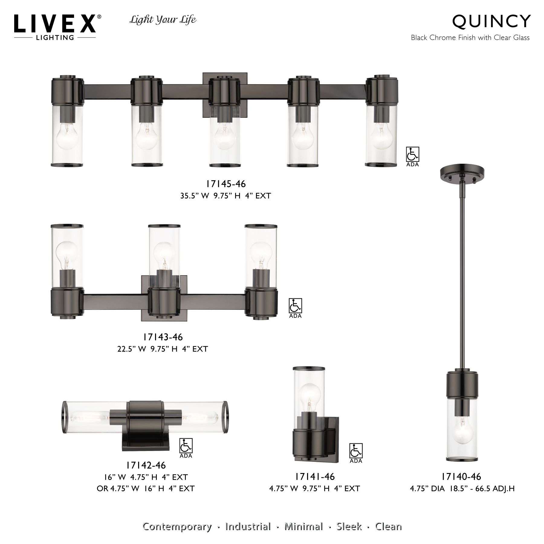 1 Light Black Chrome Mini Pendant