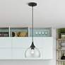 1_1 Light Black Glass Pendant with Brushed Nickel Finish Accents