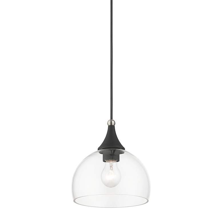 Image 6 1 Light Black Glass Pendant with Brushed Nickel Finish Accents more views