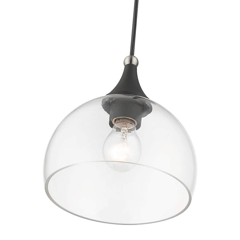 Image 7 1 Light Black Glass Pendant with Brushed Nickel Finish Accents more views