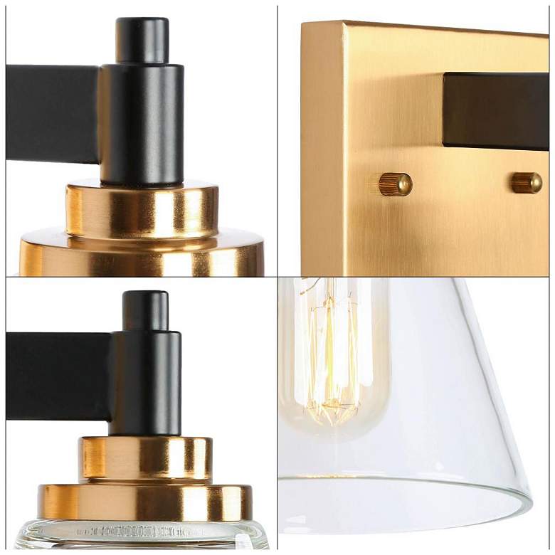 Image 3 1-Light Black Indoor Wall Sconce with Cone Clear Glass more views