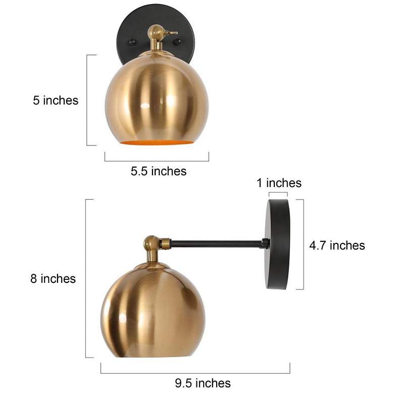 Image 3 1-Light Black Indoor Wall Sconce with Polished more views