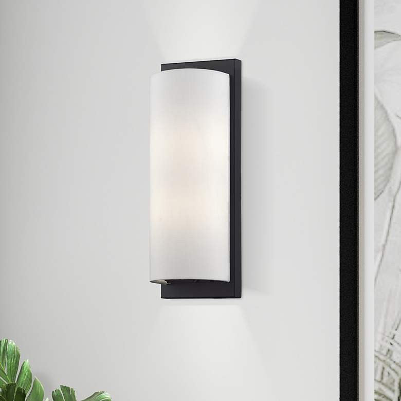 Image 1 1 Light Black Large ADA Sconce with Off-White Shade