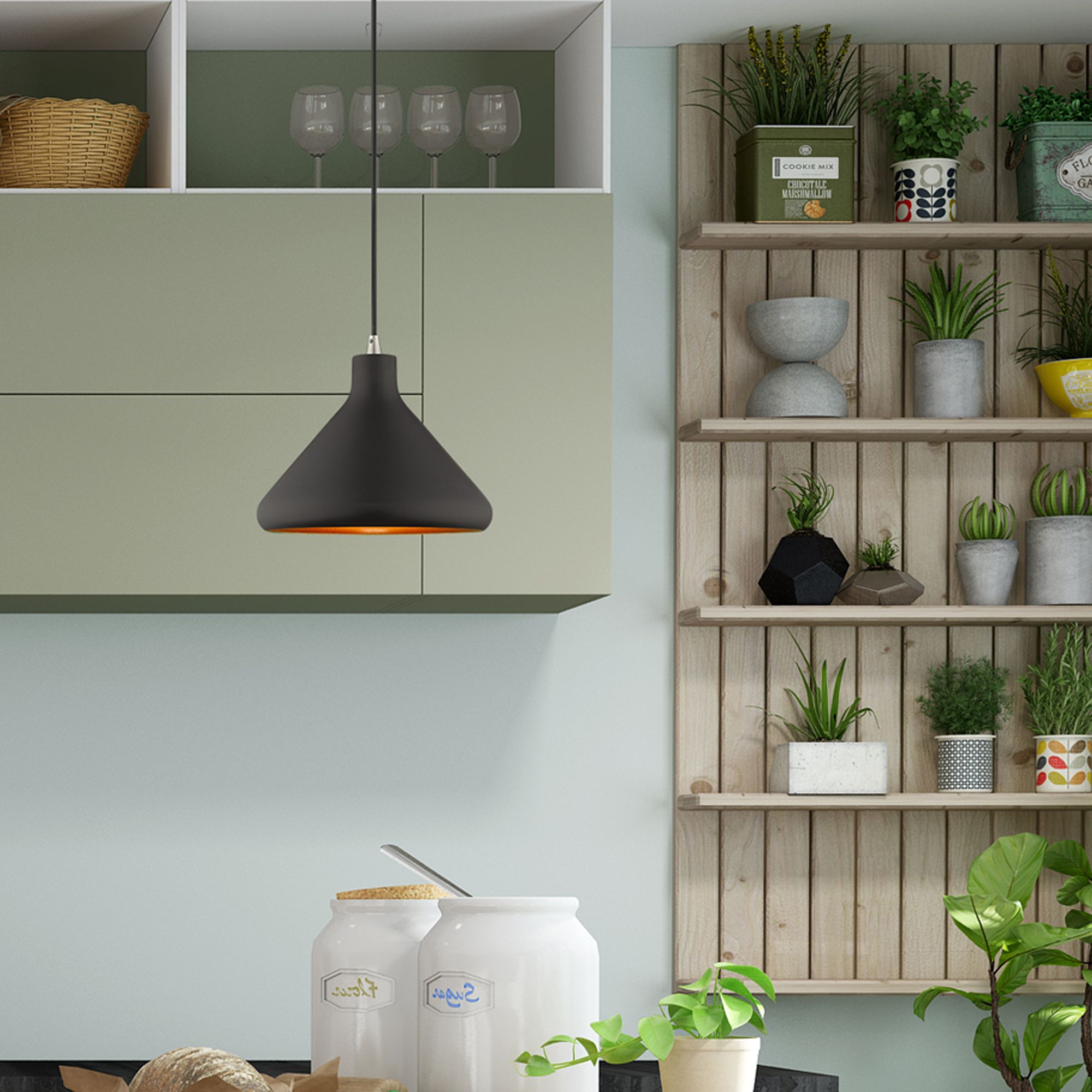 1 Light Black Mini Pendant