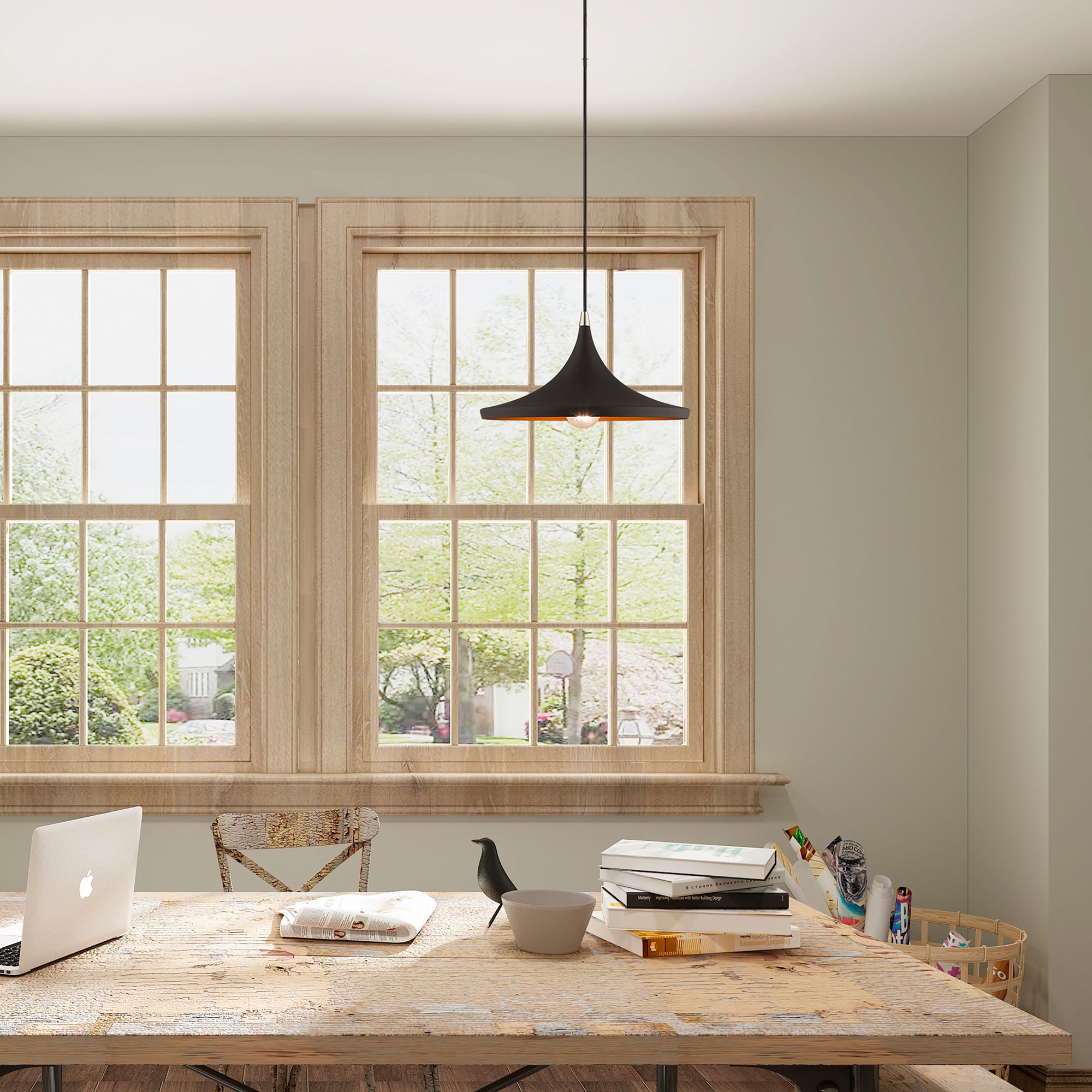 1 Light Black Mini Pendant in scene