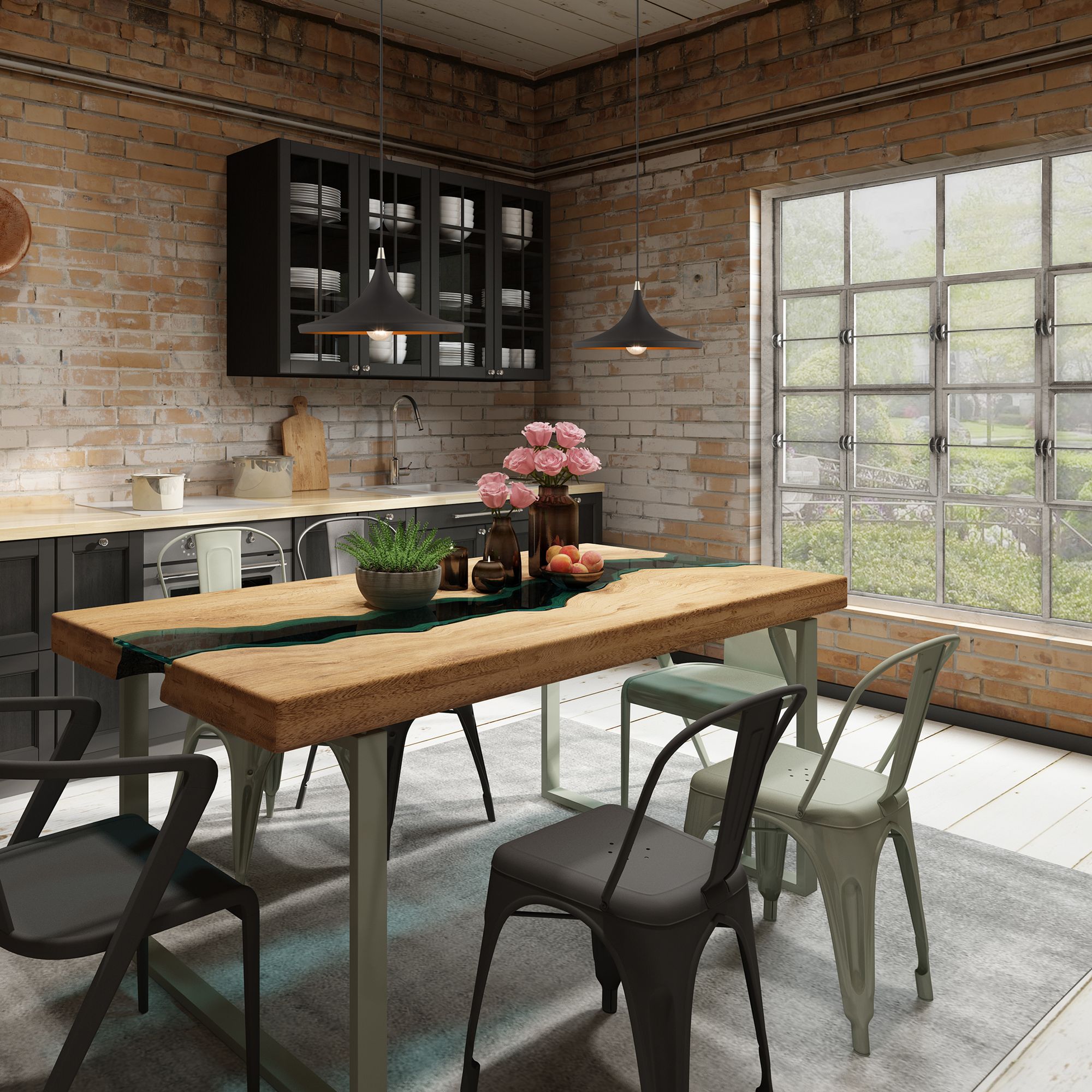 1 Light Black Mini Pendant in scene