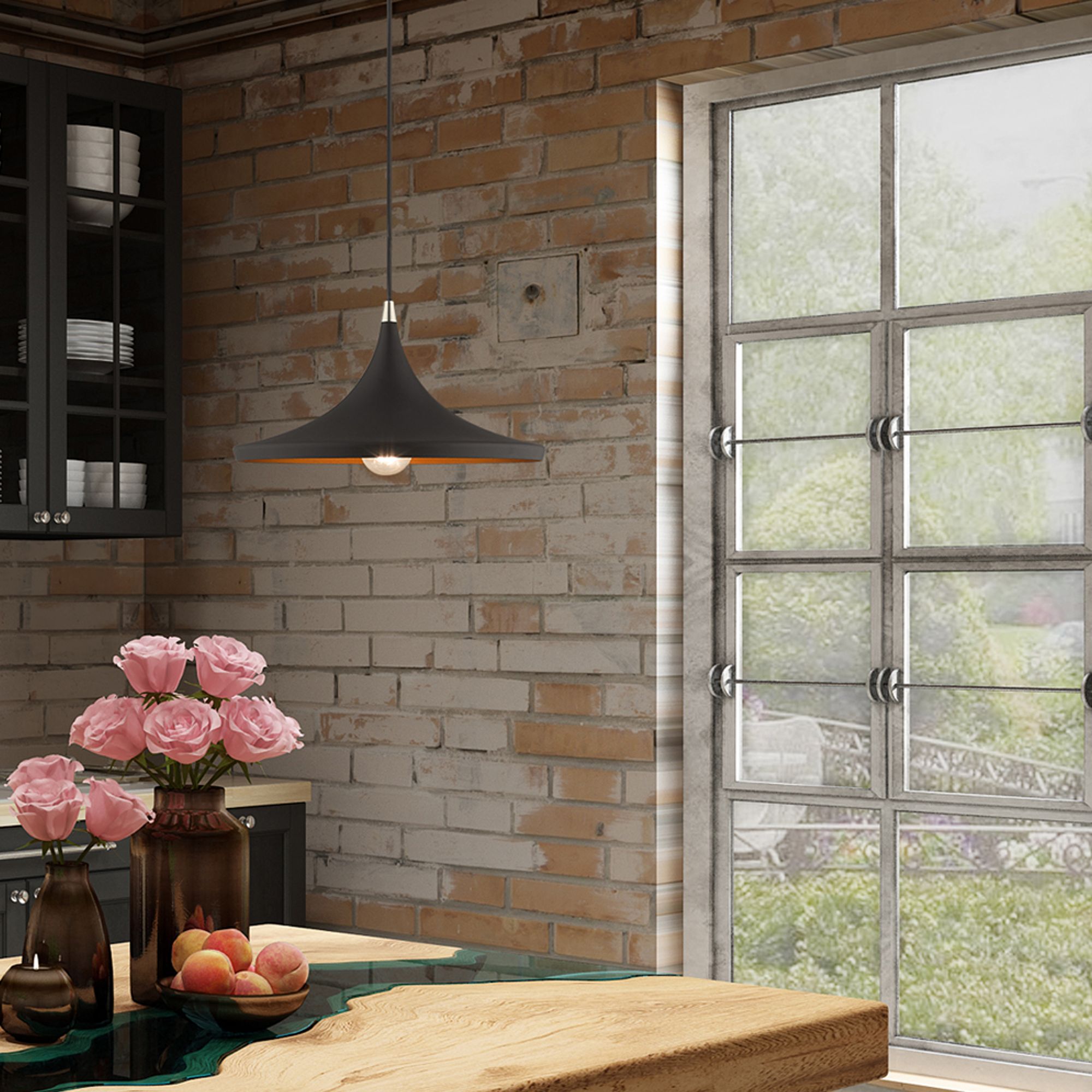 1 Light Black Mini Pendant in scene