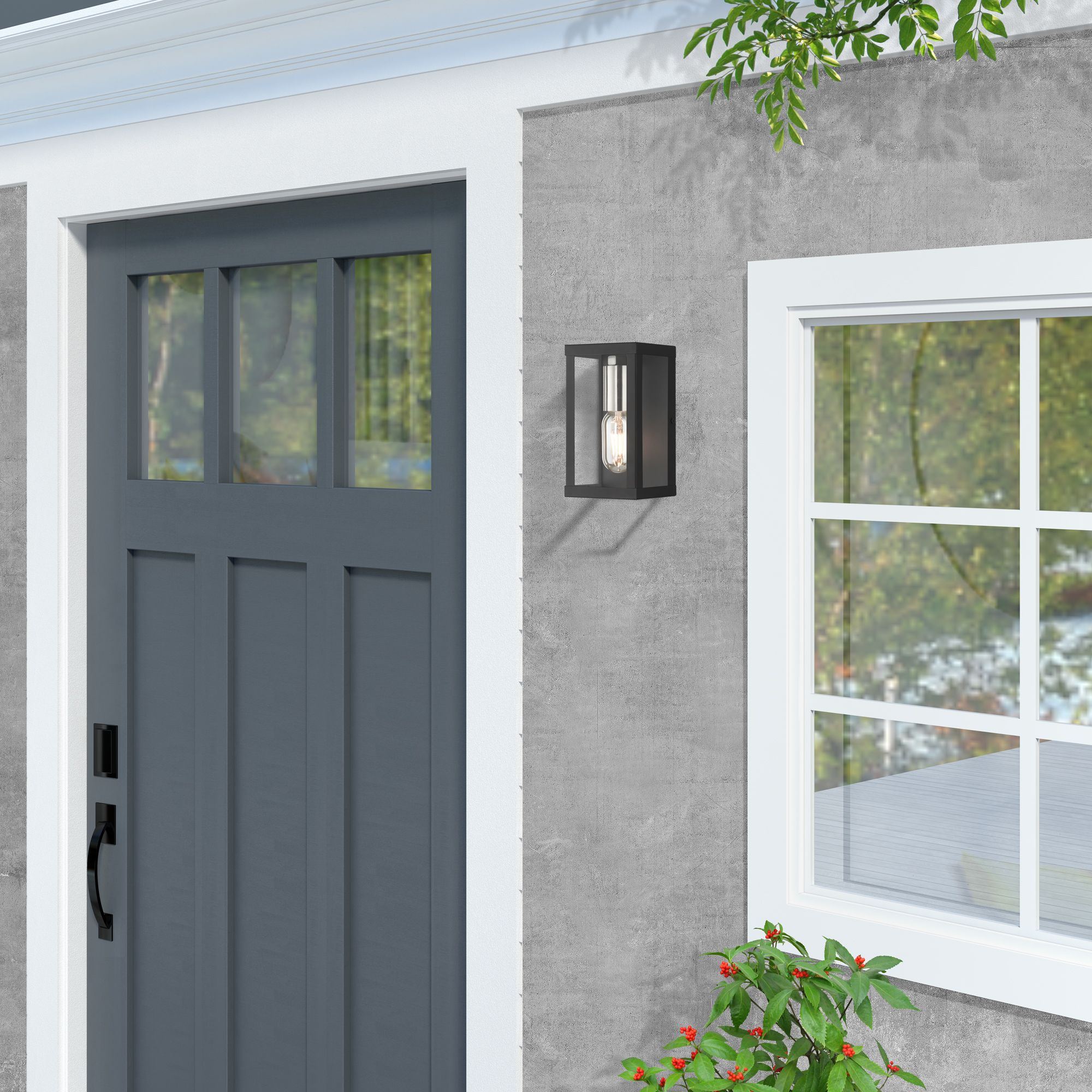 1 Light Black Outdoor ADA Small Wall Lantern