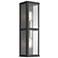 1 Light Black Outdoor ADA Wall Lantern with Brushed Nickel Finish Accents