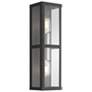 1 Light Black Outdoor ADA Wall Lantern with Brushed Nickel Finish Accents